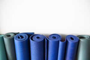 rolled yoga mats