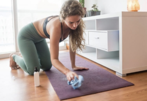 manually cleaning yoga mat - not healthy, clean and green